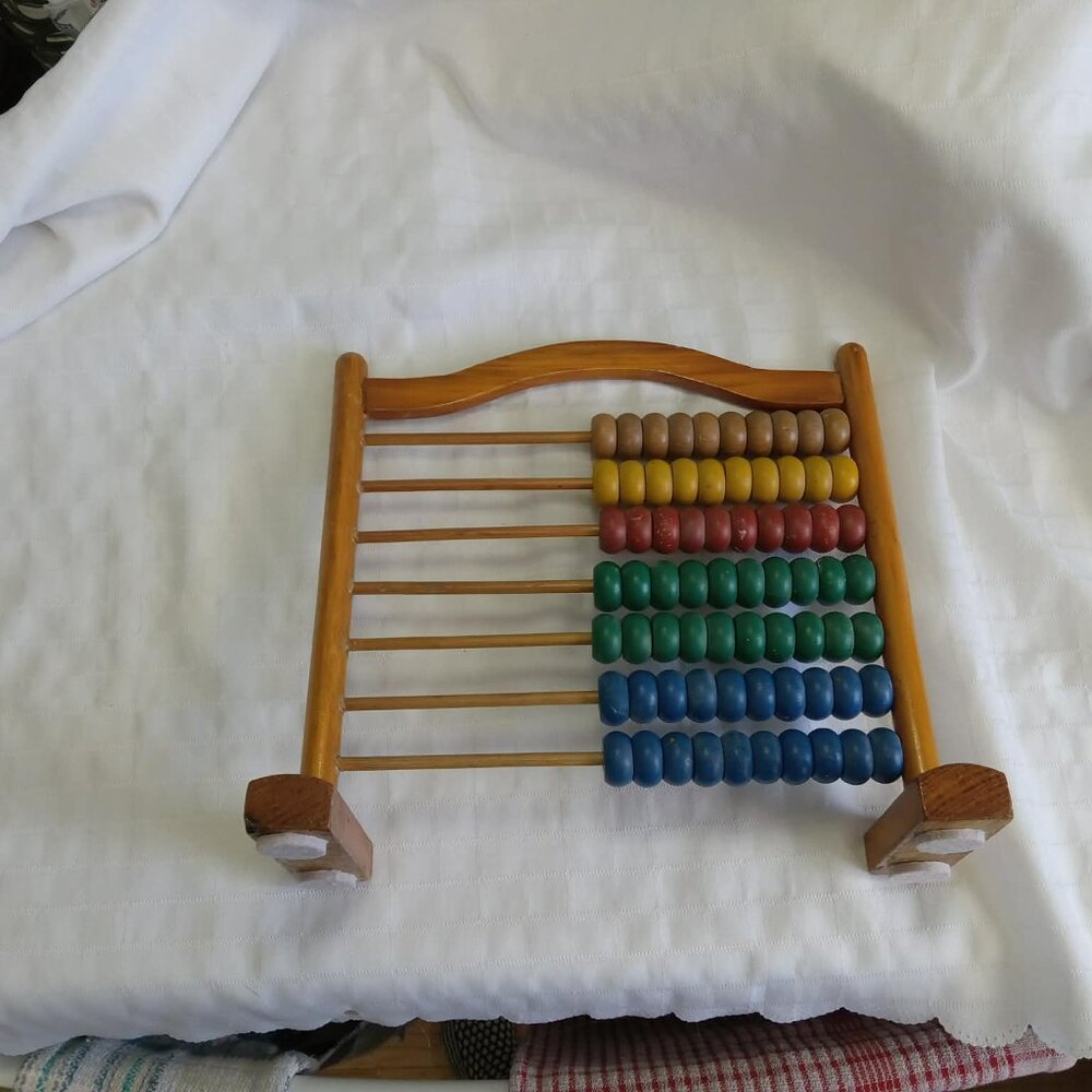 Vintage wooden abacus with colored wooden beads - Picture 4 of 7